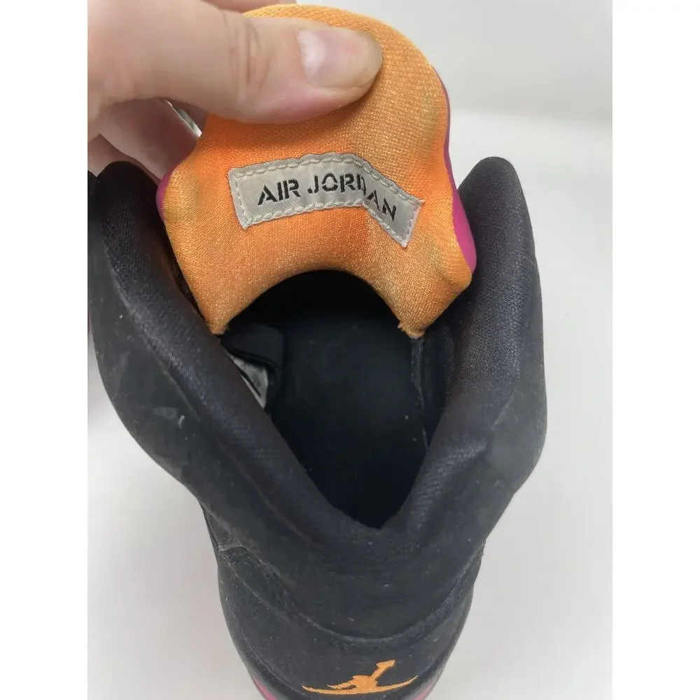 Girls' Nike Air Jordan V 5 Black Bright Cactus Citrus Pink Retro GS 2013 sz 5.5Y